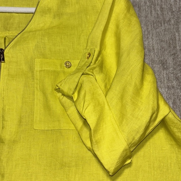 XXL 100% Linen Tunic top Ellen Tracy Company NWOT. Gold zipper 3/4 tab sleeves - Picture 3 of 4